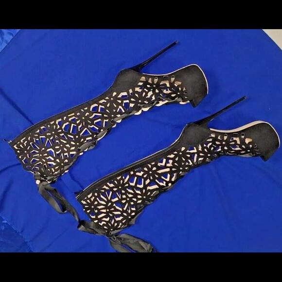 NEW Sexy Boots Stiletto Cut-out Zipper Heel Boot Size 9.5 - Picture 6 of 12